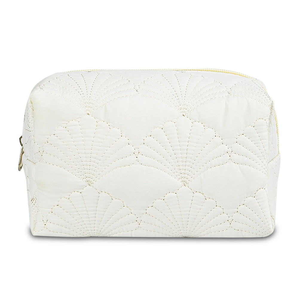 Quilted Makeup Bag Floral Cotton Make up Bag Puffy Coquette Makeup pouch Aesthetic Cute Travel Toiletry Bag for Women Girls