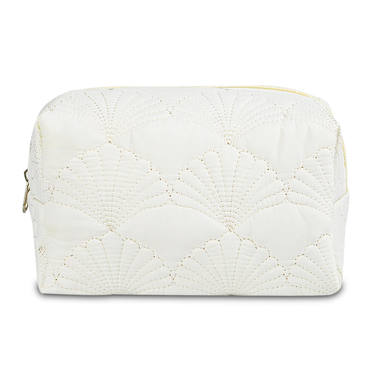 Quilted Makeup Bag Floral Cotton Make up Bag Puffy Coquette Makeup pouch Aesthetic Cute Travel Toiletry Bag for Women Girls