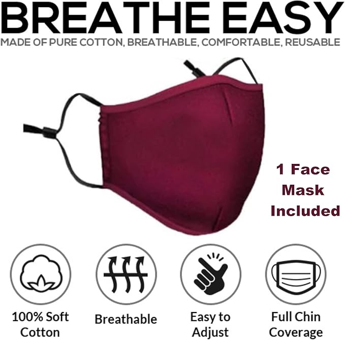 Black Face Masks, 3-Ply Black Masks Disposable 100 Pk (Premium Comfort Soft White Inside) Breathe Easy