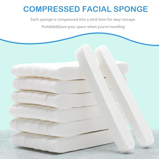 Tegelrying Facial Sponge Compressed,60 Pcs PVA Professional Makeup Removal Wash Round Face Sponges Spa Pads Exfoliating Cleansing for Women,White