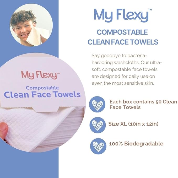 Disposable Biodegradable Face Towels XL for Skin Care & Makeup Remover Dry Wipes, Clean Facial Towel, Hypoallerganic Wash Cloth, Clean Face Towels, Ultra Soft & Absorbent Dry Wipe, Hygienic Towelettes