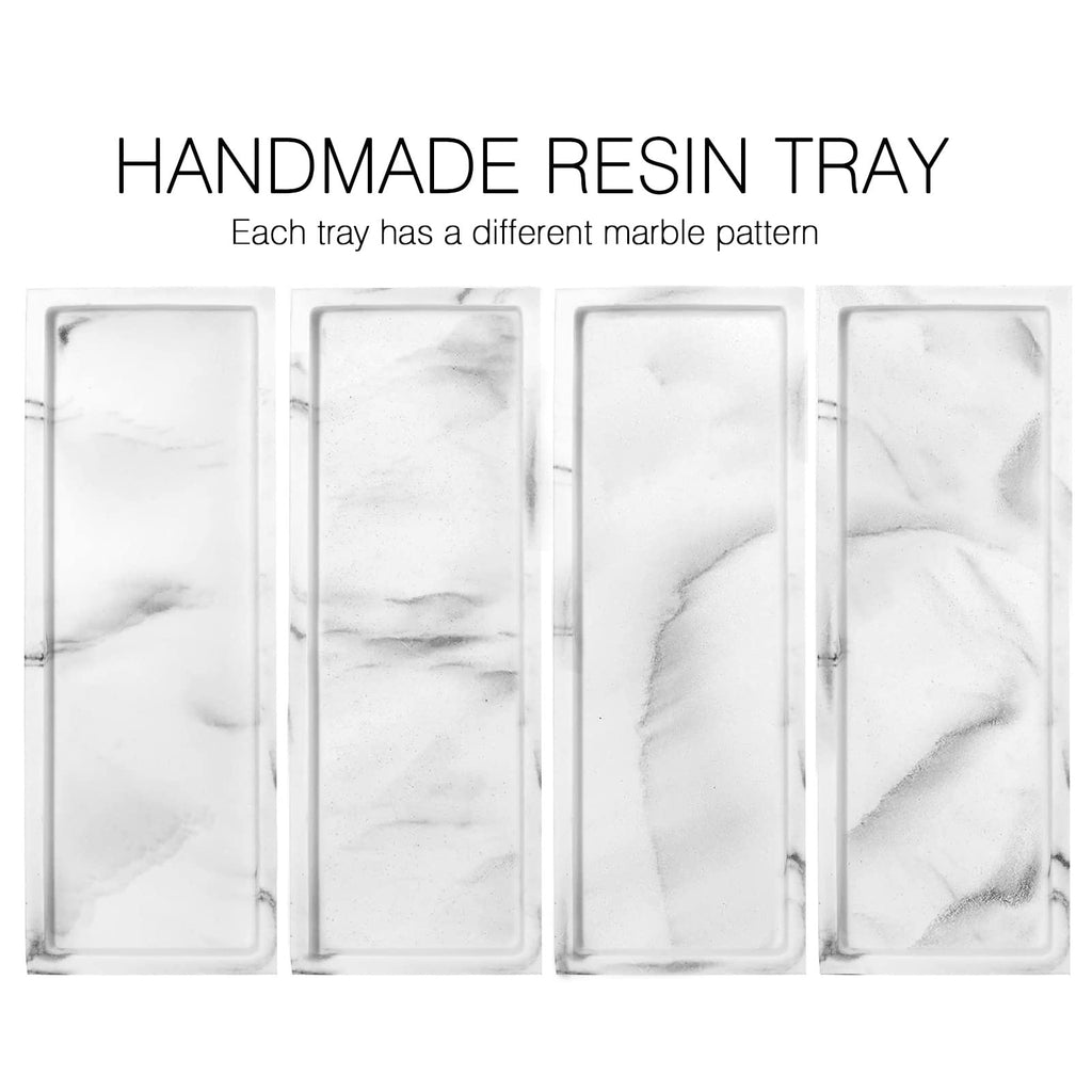 Luxspire Marble Tray for Soap Dispenser Perfume Jewelry, S, Gravel White