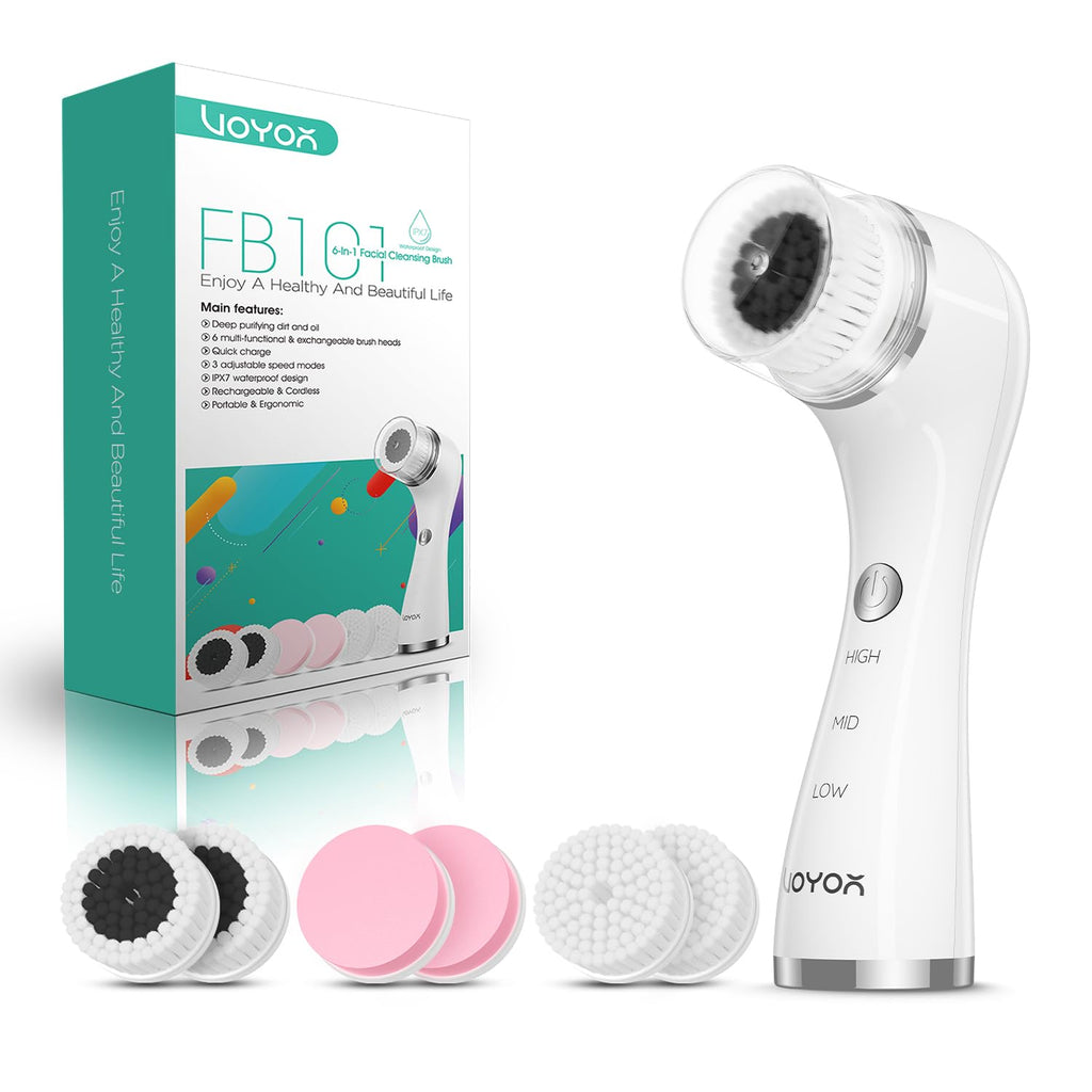 VOYOR Facial Cleansing Brush Electric, Face Brushes for Cleansing, 6 Heads
