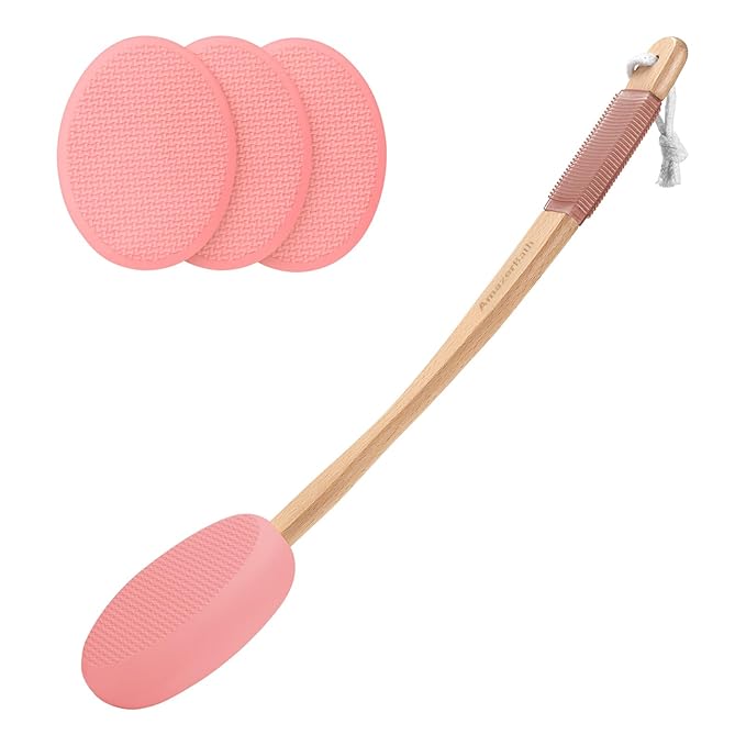 AmazerBath Lotion Applicator for Back, Feet, 4 Replaceable Pads with Long Handle, Back Sunscreen Applicator for Elderly, Women, Apply Cream Medicine Skin Cream Moisturizer Sunscreen Tanner