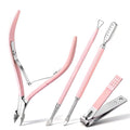 Makartt Cuticle Trimmer Set with Professional Cuticle Nipper, 2 Cuticle Pushers & Nail Clipper, Stainless Steel Pink Manicure Tools Kit for Women, Sharp, Ergonomic & Portable