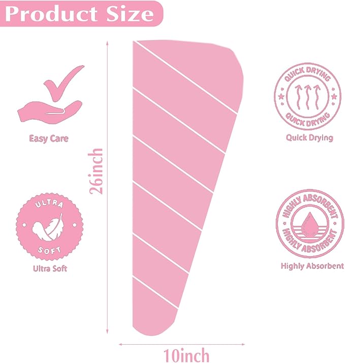 3 Pack Microfiber Hair Towel Wrap for Women, Fast Drying Hair Turban with Button, Anti-Frizz Large Hair Towel for All Hair Styles, Soft & Absorbent Hair Drying Towel