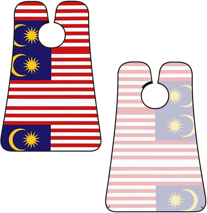 NOUZU Malaysia Flag Print Beard Bib Apron For Men, Beard Hair Catcher For Men Shaving Trimming,Beard Cape Cloth
