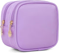 XIAOLER Small Makeup Pouch, Double Zipper Cosmetic Bag, Travel Makeup Bag, Cute Makeup Bag for Purse, Mini Toiletry Bag (lilac)