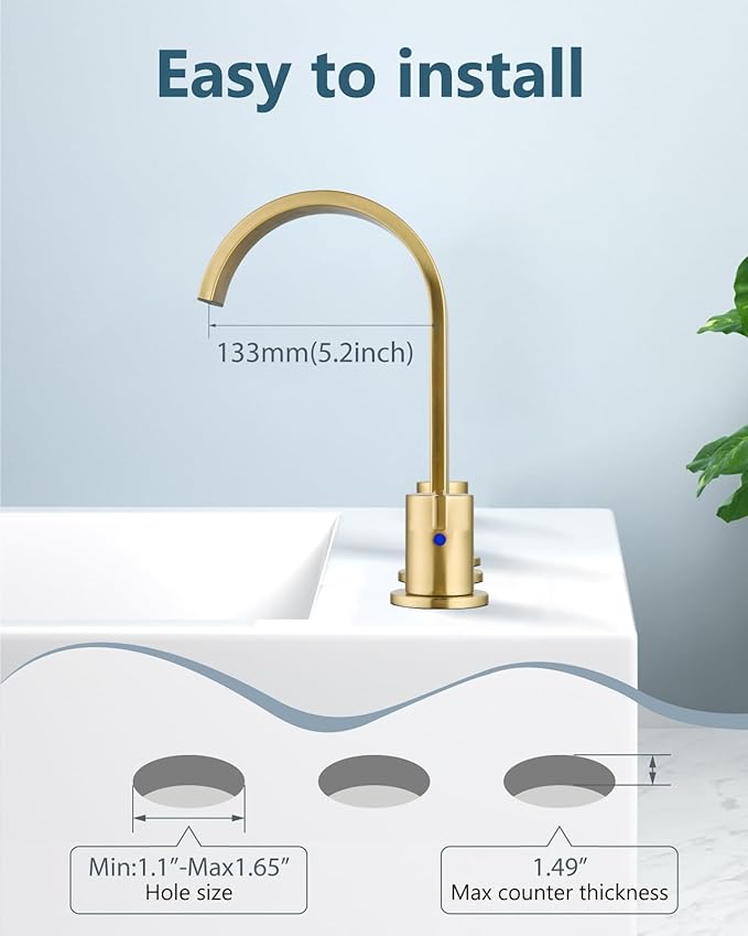 Aolemi Bathroom Faucets 3 Hole,8 Inch Widespread Waterfall Bathroom Sink Faucet,2 Handles Vanity Faucet with Pop-up Drain and Supply Hose,Gold