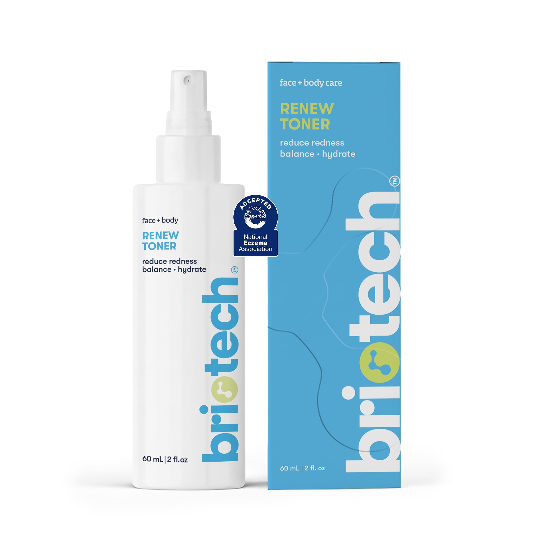 BRIOTECH Renew Toner, Hypochlorous Acid Spray, Facial Mist, Vegan, 2 fl oz