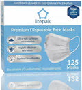 Litepak 125-Pack Disposable Face Mask Premium Comfort Earloops with Dispenser Box (Gray)