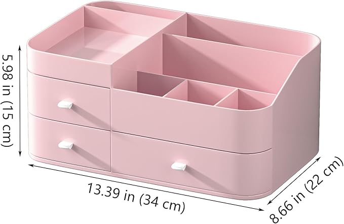 MIUOPUR Makeup Organizer with Drawers, Bathroom Counter Organizer, Plastic Cosmetic Display Case, Large Skincare Storage for Vanity Countertop, Ideal for Bedroom Dresser top and Desktop