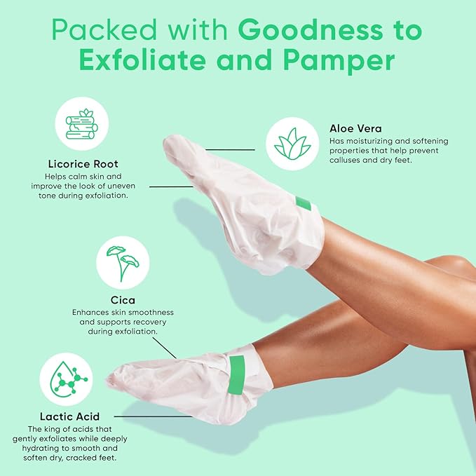 Foot Peel Mask - Foot Mask for Baby Soft Skin - Remove Dead Skin, Dry, Cracked Feet & Callus, Foot Spa, Made with Aloe Vera Extract for Women and Men (2 Pairs, Peppermint)