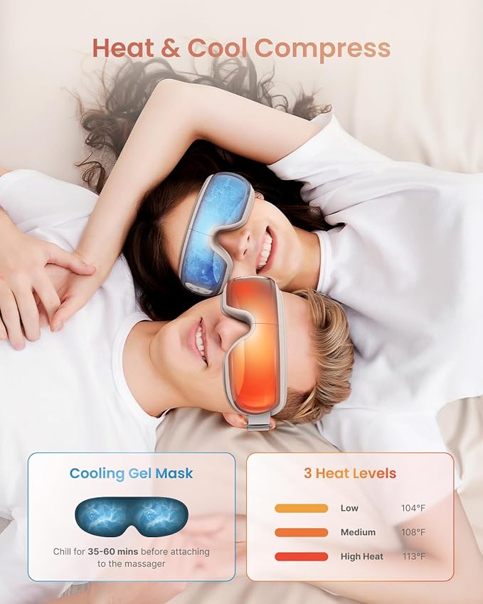 RENPHO Eye Massager with Heat and Cooling Voice Control, Birthday Gifts for Women Men, FSA Eligible HSA, Heated Eye Mask for Dry Eye Relief Eye Care Relax - Eyeris 3