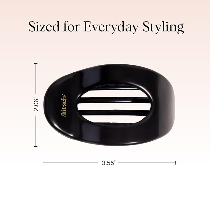 Kitsch Medium Flat Claw Clips for Women - Stylish Flat Hair Clips, Strong Hold for Thick & Fine Hair | Non-Slip for Secure, Comfortable All-Day Wear - Black