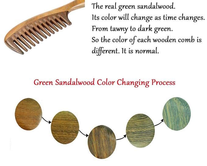 Louise Maelys Wooden Wide Tooth Hair Comb for Curly Detangling Sandalwood