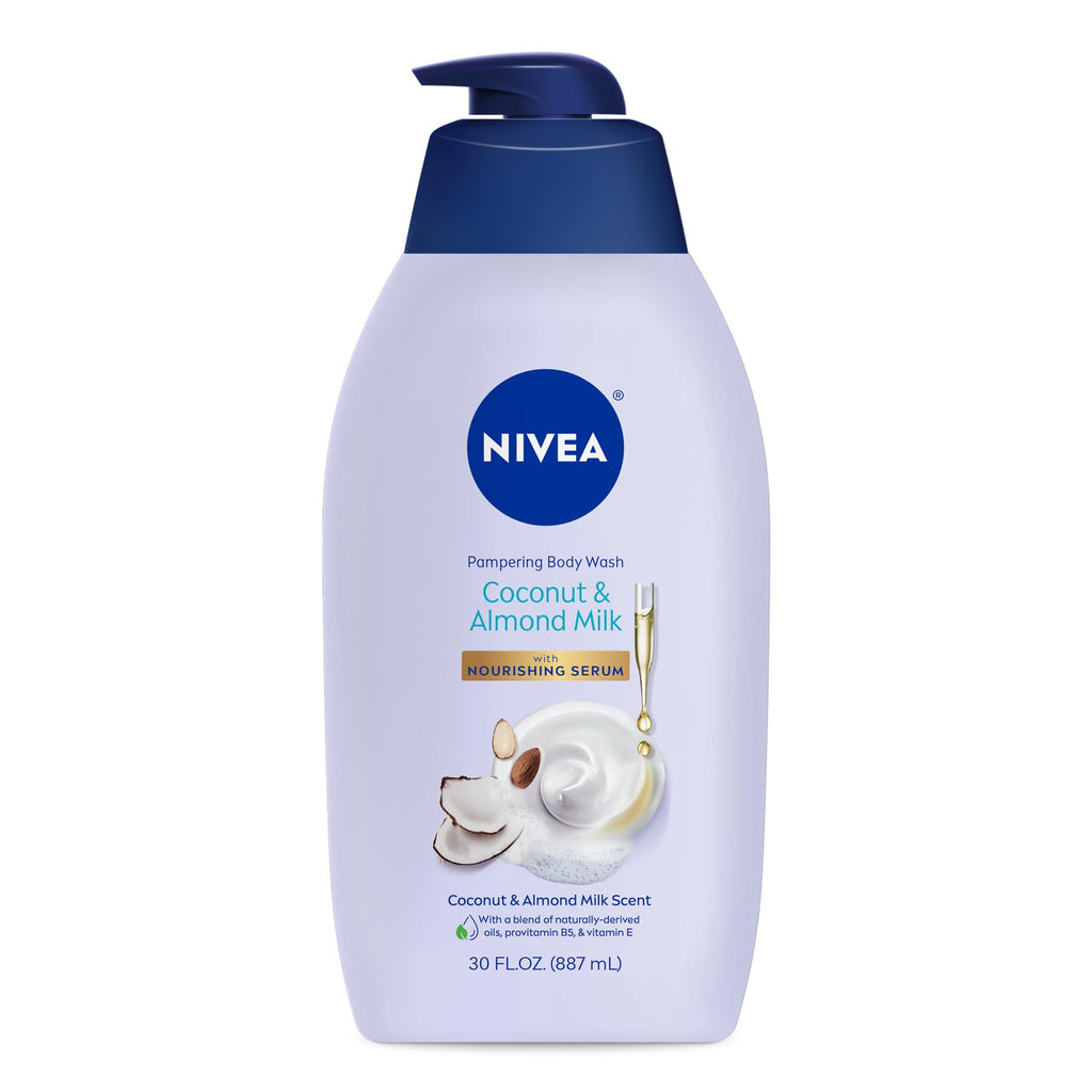 NIVEA Pampering Coconut and Almond Milk Body Wash, 20 FL OZ