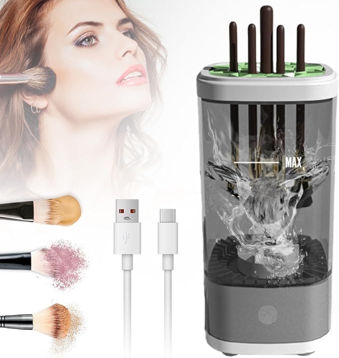 HorizonMart - Automatic Makeup Brush Cleaner Machine - Fast Dryer & Deep Cleaning Tool for All Brush Sizes, Portable & Easy to Use.