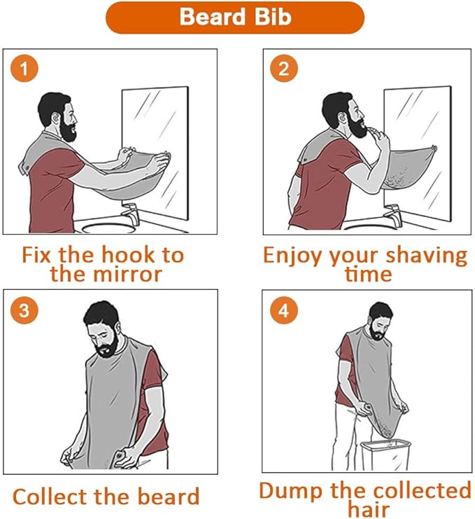 ztarraum Beard Bib Beard Apron, Beard Gather，Shaving and Trimming, Non-Stick Grooming Cloth with 2 Suction Cups, Best Gifts for Men,Valentine's Day Gift