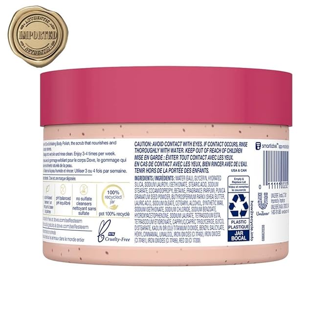 Dove Scrub Pomegranate & Shea Butter For Silky, Soft Skin Body Scrub Exfoliates and Provides Lasting Nourishment 10.5 oz