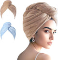Microfiber Hair Drying Towel Wrap for Women, Hair Turbans Towel for Wet Hair,turbie Twist Hair Towels(The Color of the Picture is for Reference only) (Blue,Brown)