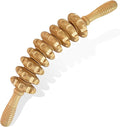Deston Manual Massage Stick, Curved Wooden Handheld Roller Trigger Point Massager for Fascia, Cellulite, Muscle & Abdomen, Body Therapy Massager, Belly Relief Tool, White