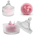 Habitable tree 2 Pcs Large Body Powder Puff and Container Powder Container with Puff Powder Puff Crystal Container Soft Washable Reusable Velour Face Body Glitter Powder Puff Wet Dry Makeup (Pink)