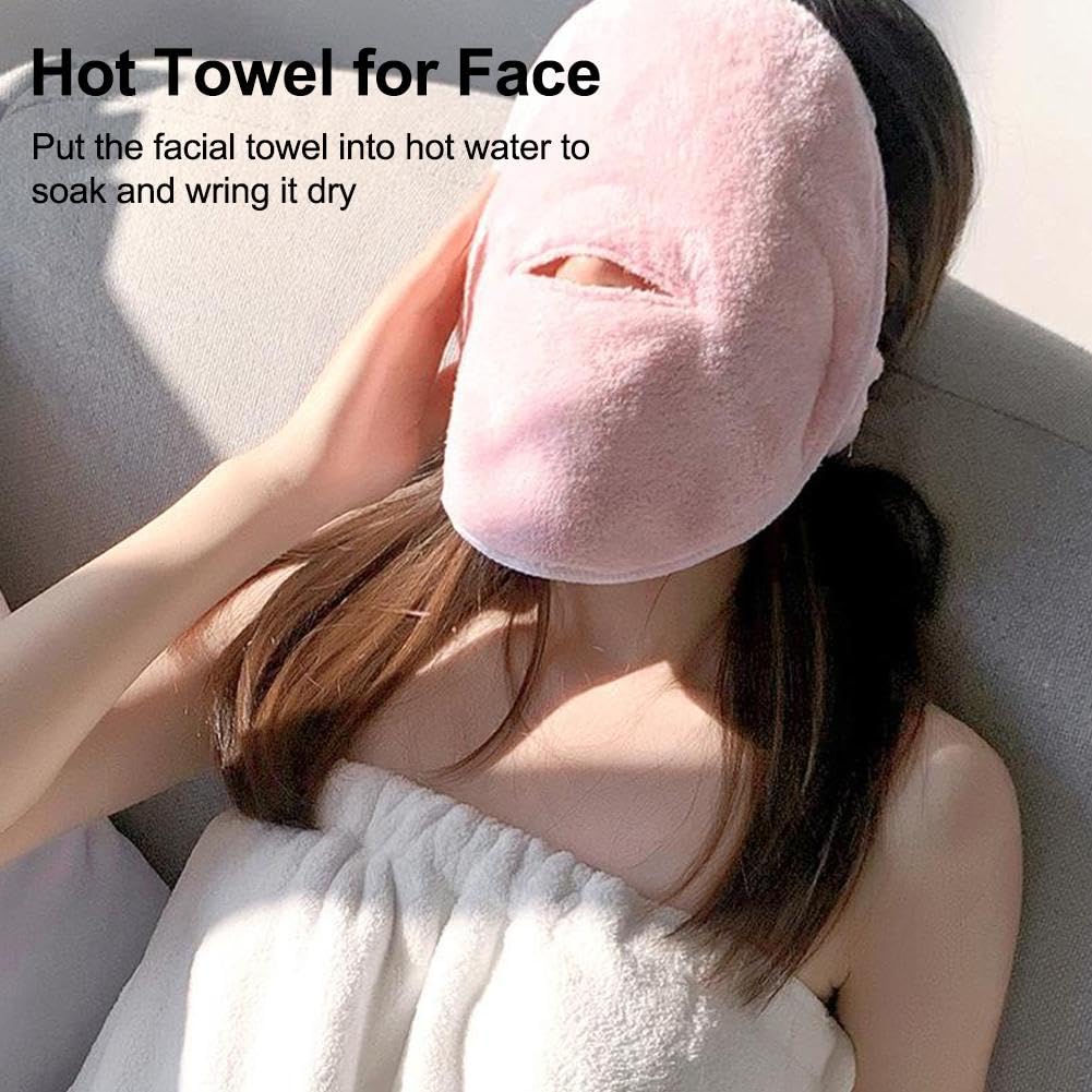 Face Steaming Towel,Hot Compress Face Towel Masks,Reusable Face Masks Skincare Facial Steamer Towel for Hot Cold Skin Care,Towel Steamer for Facials,Spa Towels Beauty Facial Towel for Women (B)