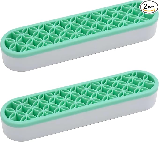 ESIW 2 PCS Multi-Purpose Cosmetic Storage Box, Desktop Organizers Silicone Make Up Brush Storage Stand, Desktop Storage Box for Eyeliner Pencil, Art Supplies, Painting Brush (Green)