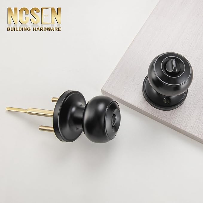 8 Pack Black Door Knobs Interior Keyless, Door Knobs for Bathroom & Bedroom, Matte Black Privacy Door Knob