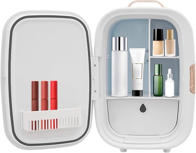 HIPUDNLM Skincare Fridge,12L Portable Beauty Fridge,Mini Skincare Fridge Cooler & Warmer Cosmetics Refrigerator for Makeup SkinCare, Food and Drinks (White)
