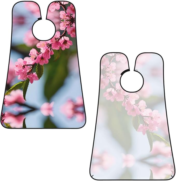 Pinks Cherry Blossoms Print Beard Bib Shaving Apron, Beard Hair Trimming Cape Gift For Dad
