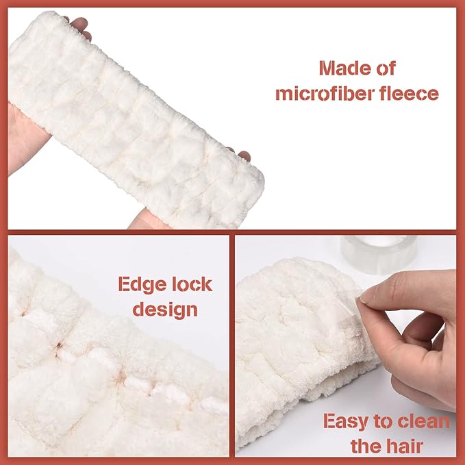 Chuangdi 3 Pieces Spa Headband for Women Facial Makeup Headband Soft Terry Cloth Hairband for Washing Face Mask Spa Shower Gifts(Blue, Pink, White)