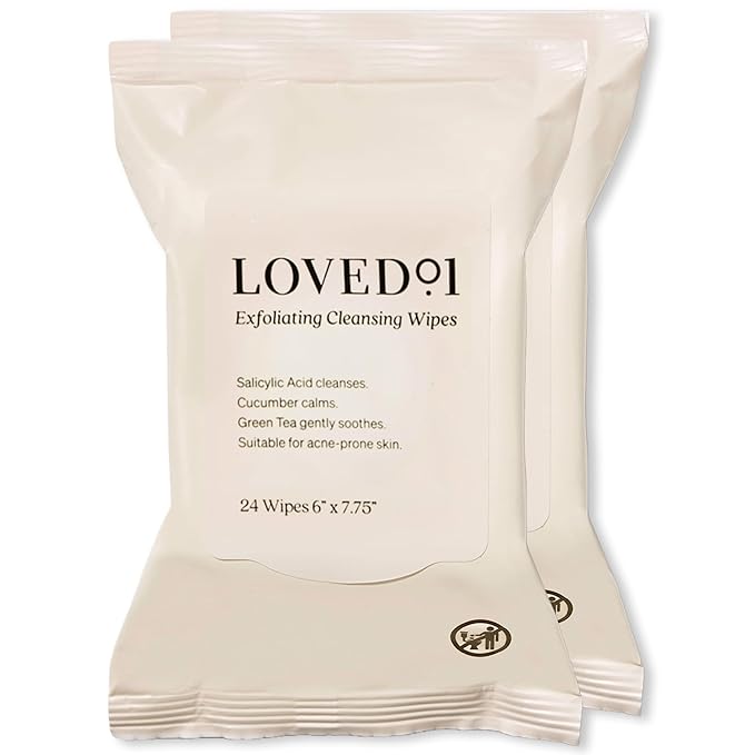 Loved01 Face & Body Salicylic Acid Cleansing Wipes, John Legend Skincare, Oil & Fragrance-Free, No Rinse, Green Tea Extract, Blemish Prone Skin, On-the-Go, Vegan & Cruelty-Free, 2-Pack, 48 Wipes