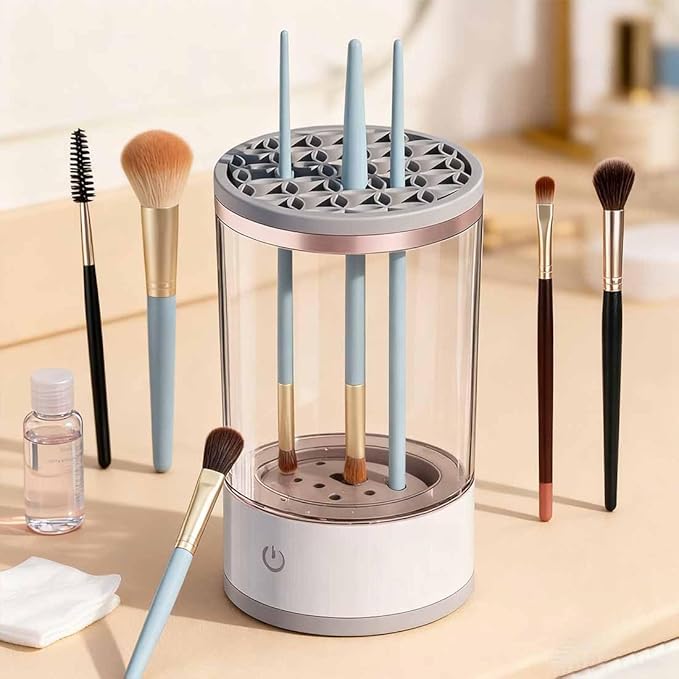 Cosmetic Brush Cleaner, 2026 New Electric Makeup Brush Cleaner Machine, Makeup Sponge Cleaner Machine with Dual Power Options for Deep Cleaning All Types of Makeup Brushes (Black*2, Charging)