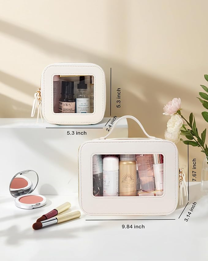 2 Pieces Clear Mahjong Bag, Travel Makeup Bag Large Cosmetic Bag with Zipper Small Clear Makeup Pouch for Purse Waterproof TSA Approved Toiletry Bag Case for Women Car Organizer Travel Essentials