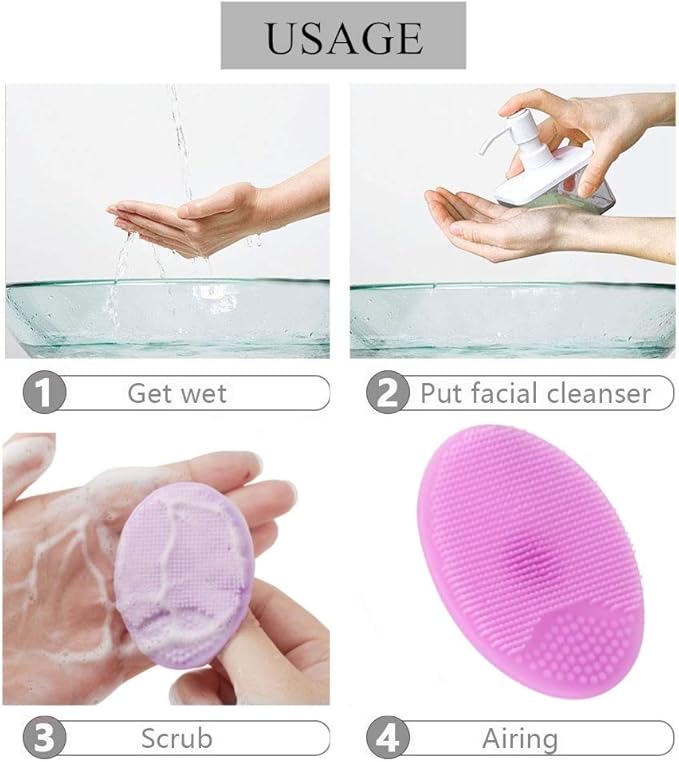 10 Pack Silicone Face Scrubber with Suction Handle, Exfoliating Facial Cleansing Brush for Deep Pore Cleaning and Blackhead Removal