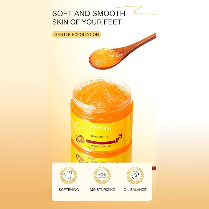 BIOAQUA Foot Care Herbal Massage Scrub-Exfoliating Cream Cleansing Delicate Feet Skin Shea Oil Natural Extracts 180g