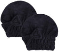 MAYOUTH Microfiber Hair Drying Towels Head wrap with Bow-Knot Shower Cap Hair Turban hairWrap Bath Cap for Curly Long & Wet Hair Gift for Women Blackx2