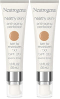 Neutrogena Healthy Skin Anti-Aging Perfector Tinted Facial Moisturizer and Retinol Treatment with Broad Spectrum SPF 20 Sunscreen with Titanium Dioxide, 50 Tan to Medium, 1 fl. oz (Pack of 2)