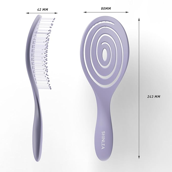 SHINLEA Detangle Hair Brush, Detangling Wet & Dry Spiral Hairbrush for Women, Men, Kids, Vented Detangler for Blow Drying, Glide Through Tangles For All Hair Types (Purple)
