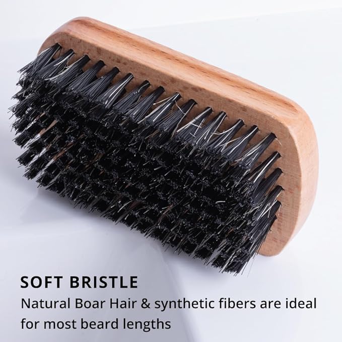 Royal Shave Boar Mix Bristle Beard Brush – Handmade Beechwood Grooming Brush for Thick, Coarse & Curly Beards (2 PACK)