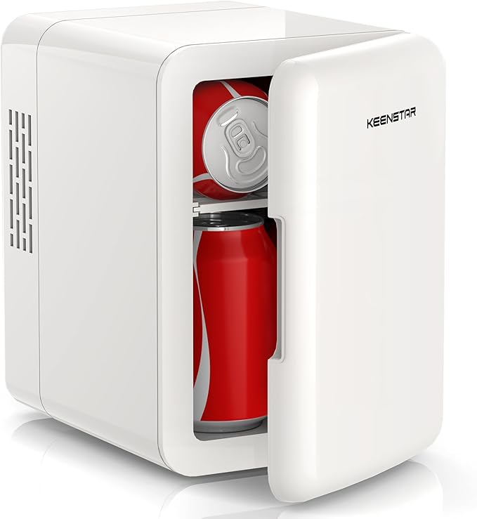 KEENSTAR 4L/6 Can Skincare Mini Fridge, Cooler & Warmer Mini Fridge for Bedroom, Cosmetics, Office, Dorm & Car, Portable Personal Refrigerator for Cosmetics, Skincare & Food (White)