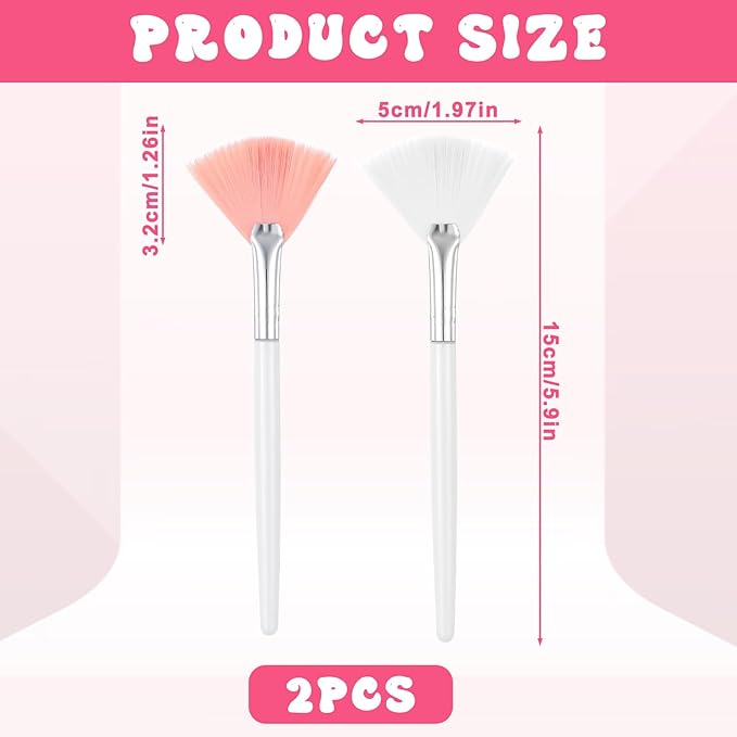2 Pcs Face Mask Applicator Fan Brushes for Esthetician Facial Soft Skincare Makeup Brushes Cosmetic Tools for Mud Cream Peel