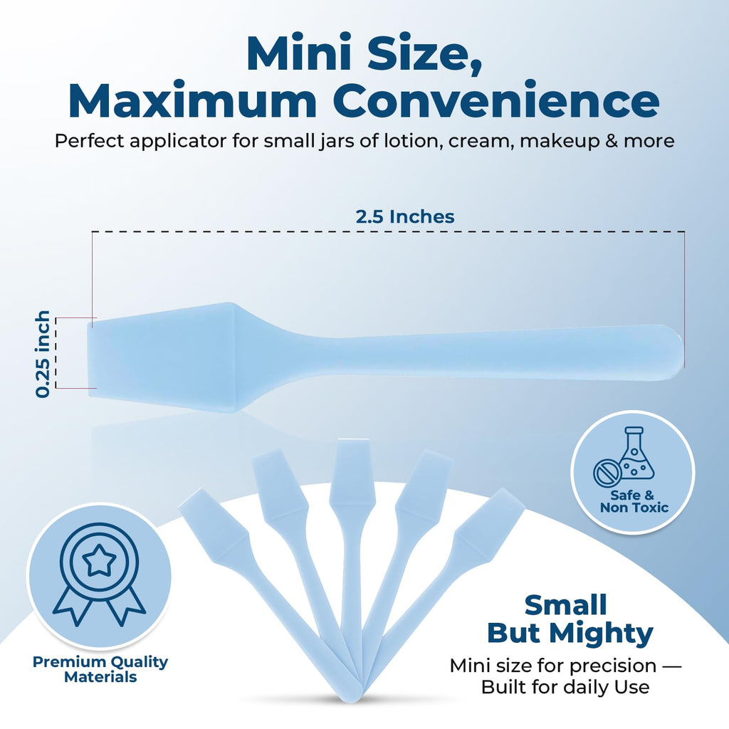 Kopperko Mini Skincare Spatula (2.5", 500 Pack) - Small Makeup Scoop Spatula for Skincare, Creams, & Crafts | Face Cream Applicator for Mixing, Cosmetic, Face Mask | Skin Care Applicator | Sky Blue