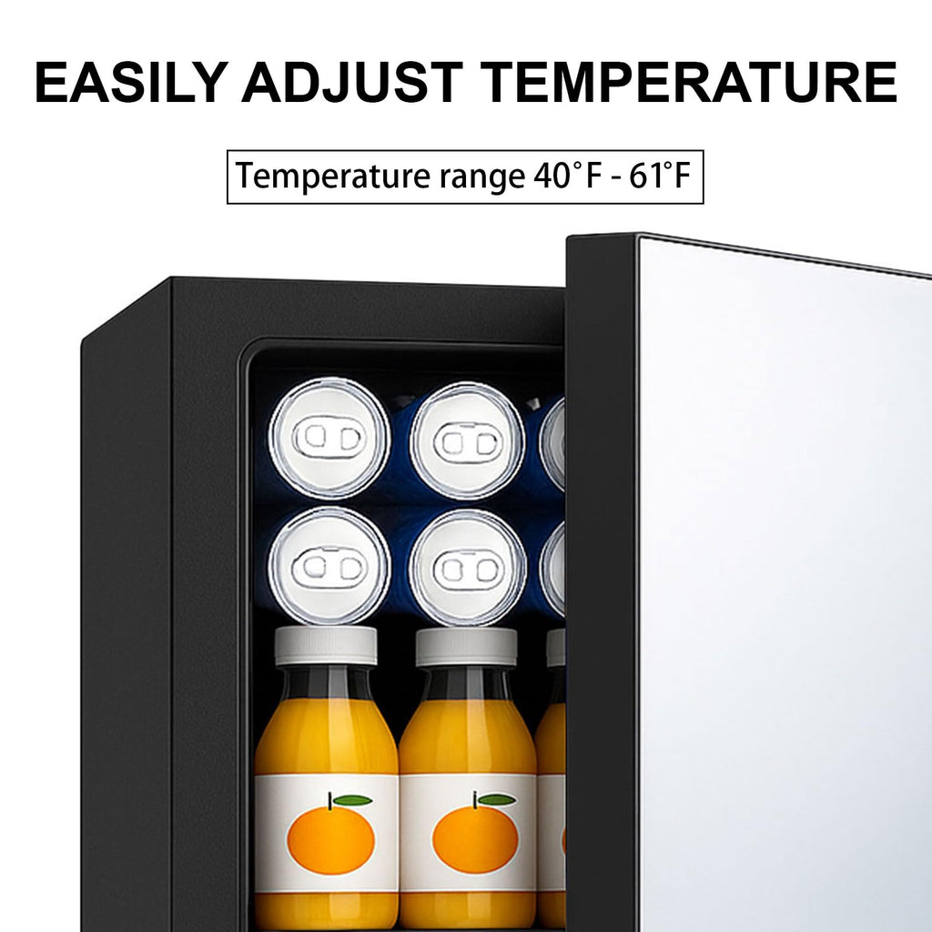 DOGHLY 0.9 Cu.Ft Mini Refrigerator and Beauty Fridge, 24 Cans Mini Fridge with Mirror Door, Temperature Control, Removable Shelf, Compact Cooler for Bedroom, Dorm, Office, Beverage Beauty Storage