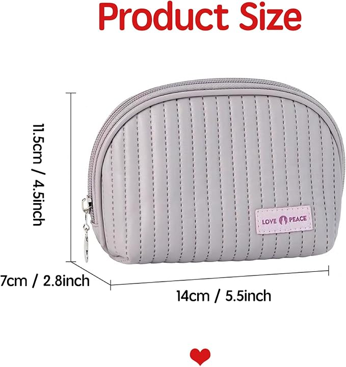 Duleylv Small Makeup Bag for Purse Mini Cosmetic Pouch Waterproof Zipper Pouch for Women Small Cosmetic Bag PU Leather Travel Makeup Bag Lipstick Bag Light Purple