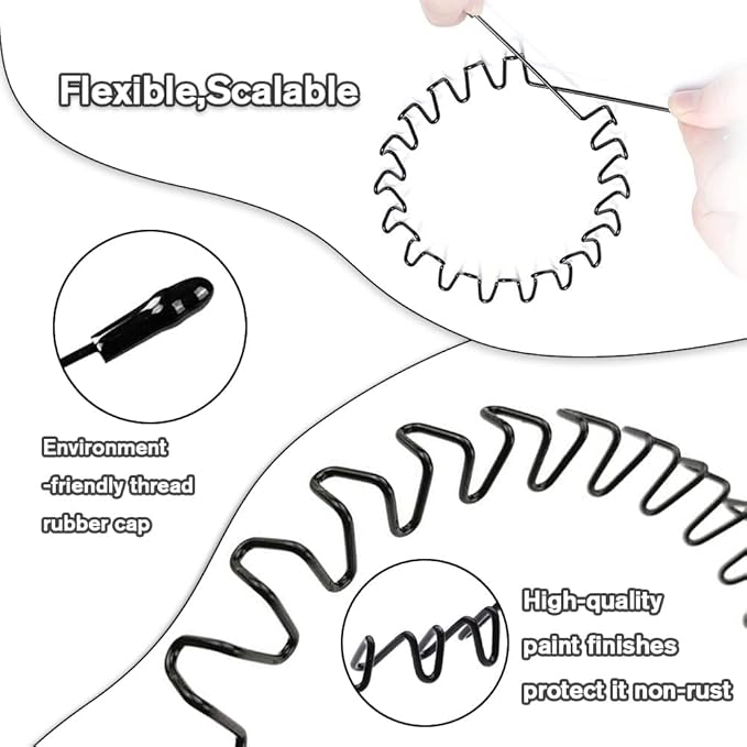 Metal Headband for Men, Adjustable Wavy Hair Band, Classic Wave 6 Pcs