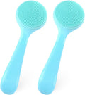 2Pack Silicone Face Brush Manual Face Scrub Brush Soft Facial Brushes Waterproof Exfoliating Face Brush Skin Friendly Face Cleaner Brush for Women and Men Blackheads Makeup Residues Removal(Blue)