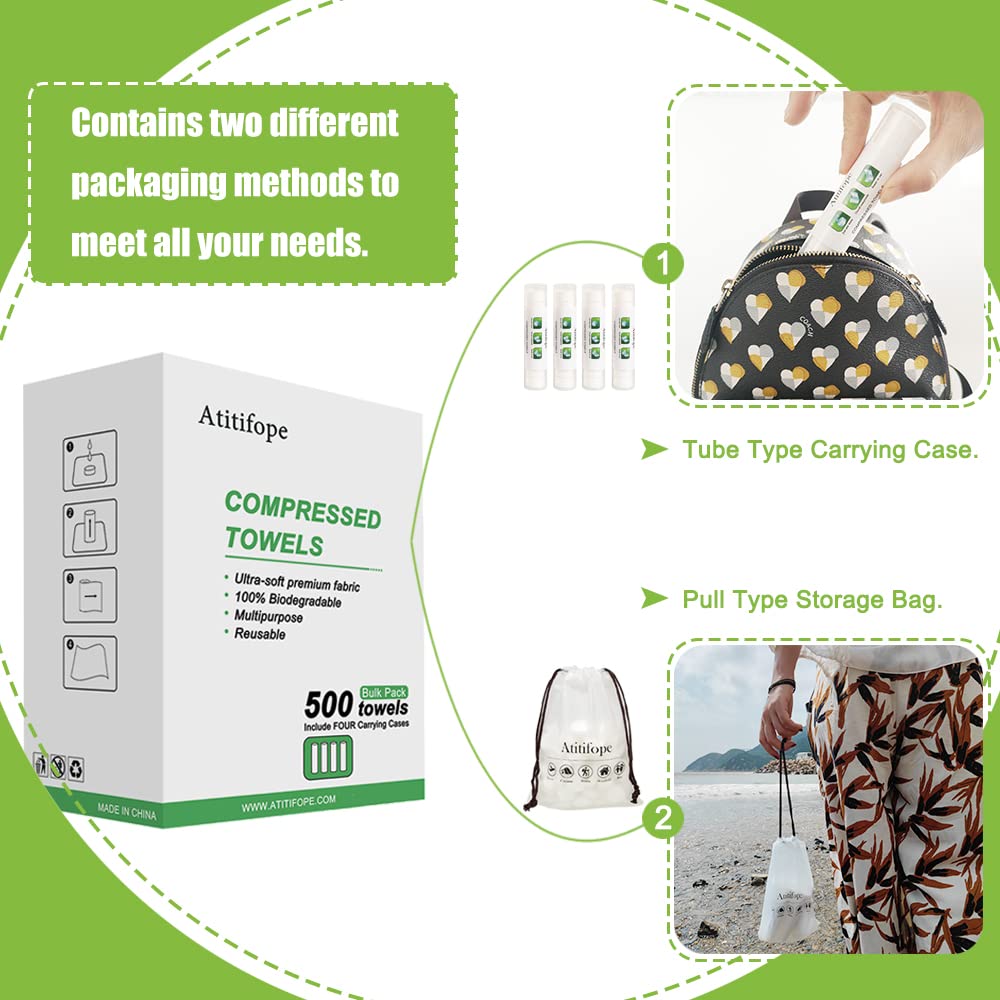 Atitifope Compressed Towel Camping Hiking Bulk Pack 500Count